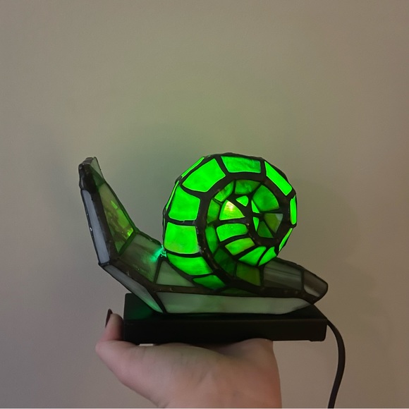 Other - Vintage Stained Glass Tiffany Style Green Snail Slug Table Lamp